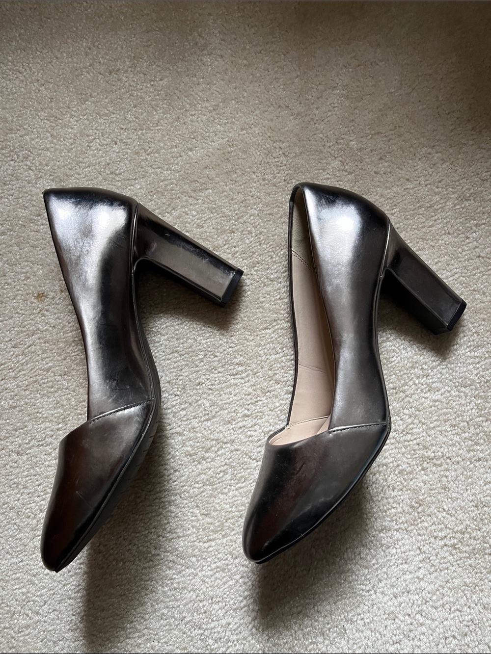 Cole Haan Metallic Silver Block Heel Pumps size 8 - Picture 3 of 6